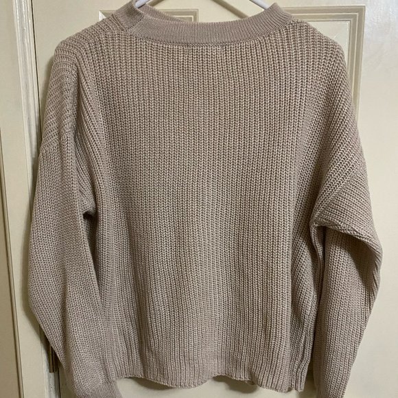 Miracle Oversized Collar Knit Cream Sweater - Picture 3 of 5